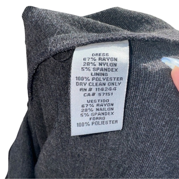 ELIZA J. Charcoal Gray Fit & Flare Mini Dress Jeweled Embellished Neckline Sz 6 - Picture 10 of 11